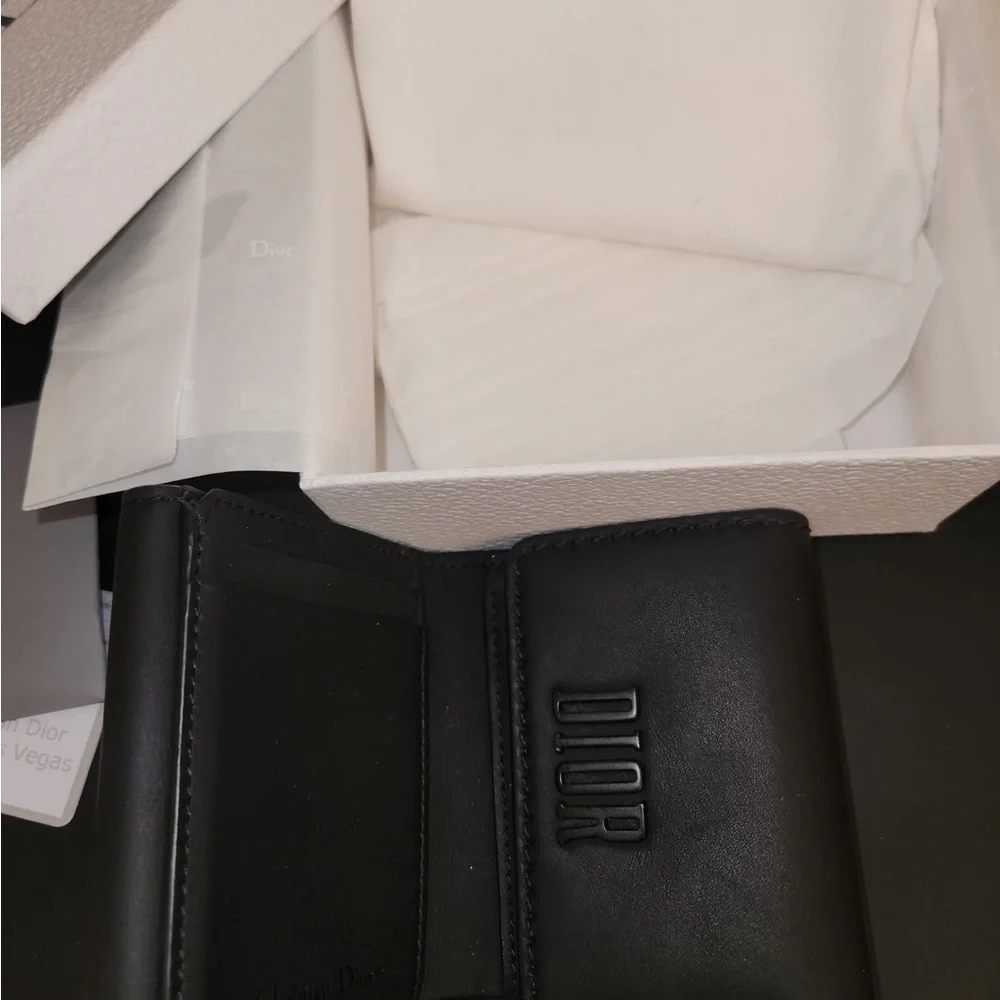 Christian Dior Tri Fold wallet, Matte Black